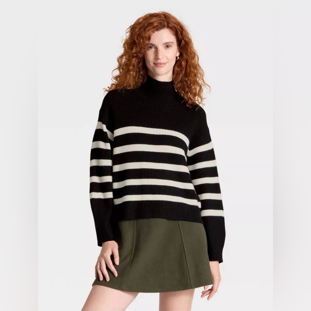A New Day Black & White Striped Sweater